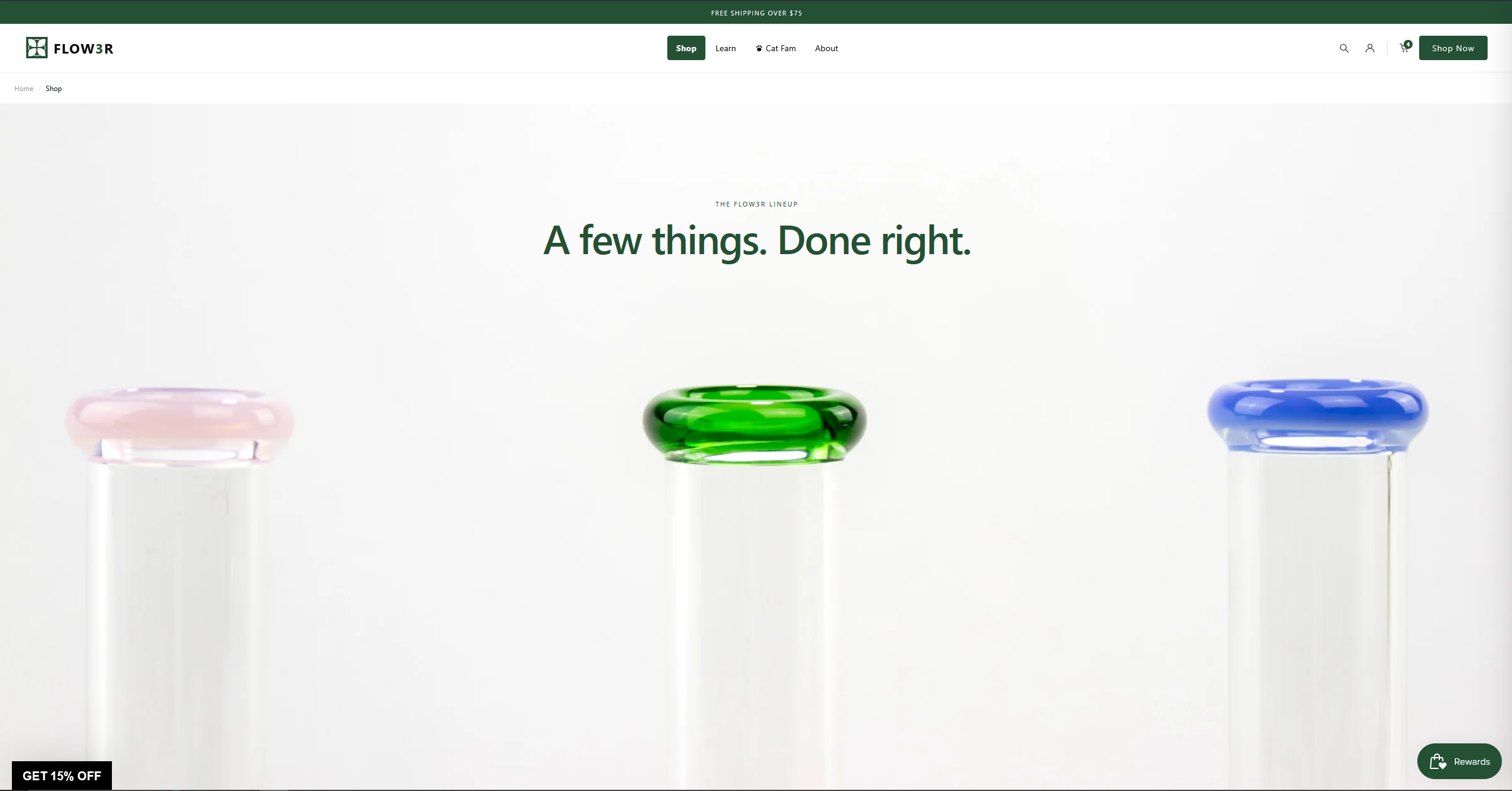 The live Flow3r storefront — flow3r.shop